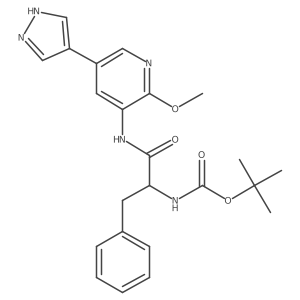 Tert-butyl (S)-1-(2-methoxy-5-(1H-pyrazol-4-yl)pyridin-3-ylamino)-1-oxo-3-phenylpropan-2-ylcarbamate结构式
