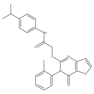 2-{[3-(2-fluorophenyl)-4-oxo-3,4-dihydrothieno[3,2-d]pyrimidin-2-yl]sulfanyl}-N-[4-(propan-2-yl)phenyl]acetamide结构式