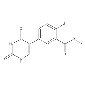 (2,4)-Dihydroxy-5-(4-fluoro-3-methoxycarbonylphenyl)pyrimidine结构式