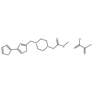 N-methyl-2-(4-((4-(thiophen-2-yl)thiazol-2-yl)methyl)piperazin-1-yl)acetamide oxalate Structure
