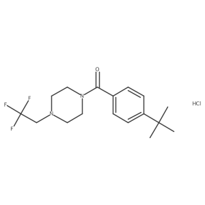 (4-(Tert-butyl)phenyl)(4-(2,2,2-trifluoroethyl)piperazin-1-yl)methanone hydrochloride结构式