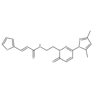 (E)-N-(2-(3-(3,5-dimethyl-1H-pyrazol-1-yl)-6-oxopyridazin-1(6H)-yl)ethyl)-3-(thiophen-2-yl)acrylamide结构式
