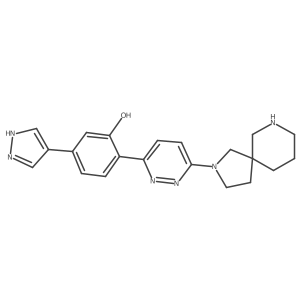 2-[6-(2,7-Diazaspiro[4.5]dec-2-yl)-3-pyridazinyl]-5-(1H-pyrazol-4-yl)phenol结构式