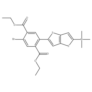 2-Bromo-5-(5-trimethylsilanyl-thieno[3,2-b]thiophen-2-yl)-terephthalic acid diethyl ester结构式