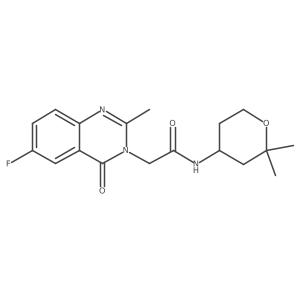 N-(2,2-dimethyltetrahydro-2H-pyran-4-yl)-2-(6-fluoro-2-methyl-4-oxoquinazolin-3(4H)-yl)acetamide Structure