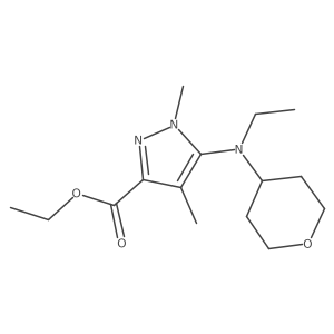 ethyl 5-(ethyl(tetrahydro-2H-pyran-4-yl)amino)-1,4-dimethyl-1H-pyrazole-3-carboxylate结构式