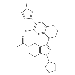 1-[3-[7-Chloro-3,4-dihydro-6-(1-methyl-1H-pyrazol-4-yl)-1(2H)-quinolinyl]-1,4,6,7-tetrahydro-1-[(3S)-tetrahydro-3-furanyl]-5H-pyrazolo[4,3-c]pyridin-5-yl]ethanone结构式