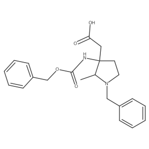 2-(1-Benzyl-3-{[(benzyloxy)carbonyl]amino}-2-methylpyrrolidin-3-yl)acetic acid结构式