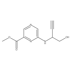 Methyl 6-[(1-hydroxybut-3-yn-2-yl)amino]pyrazine-2-carboxylate结构式