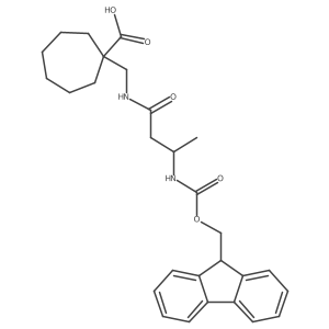 1-{[(3S)-3-({[(9H-fluoren-9-yl)methoxy]carbonyl}amino)butanamido]methyl}cycloheptane-1-carboxylic acid Structure