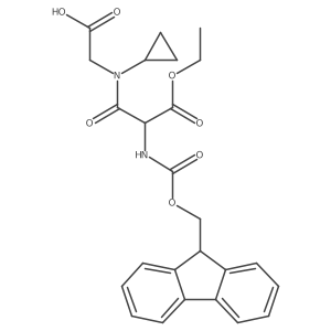 2-[N-cyclopropyl-2-(ethyl carboxy)-2-({[(9H-fluoren-9-yl)methoxy]carbonyl}amino)acetamido]acetic acid Structure