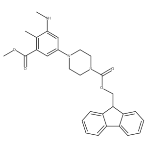 (9H-fluoren-9-yl)methyl 4-[3-(methoxycarbonyl)-4-methyl-5-(methylamino)phenyl]piperazine-1-carboxylate结构式