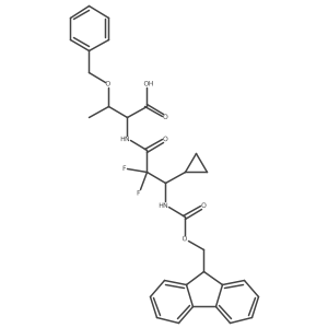 (2S,3R)-3-(benzyloxy)-2-[3-cyclopropyl-3-({[(9H-fluoren-9-yl)methoxy]carbonyl}amino)-2,2-difluoropropanamido]butanoic acid Structure