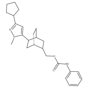 [(2R,4R,5R)-5-(3-cyclopentyl-1-methyl-1H-pyrazol-5-yl)-1-azabicyclo[2.2.2]octan-2-yl]methyl N-phenylcarbamate结构式