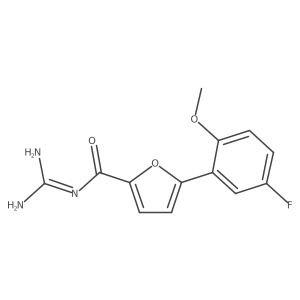 N-(diaminomethylidene)-5-(5-fluoro-2-methoxyphenyl)furan-2-carboxamide结构式