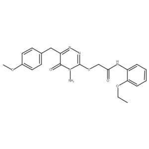 2-((4-amino-6-(4-methoxybenzyl)-5-oxo-4,5-dihydro-1,2,4-triazin-3-yl)thio)-N-(2-ethoxyphenyl)acetamide结构式