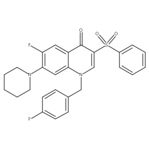 3-(Benzenesulfonyl)-6-fluoro-1-[(4-fluorophenyl)methyl]-7-(piperidin-1-yl)-1,4-dihydroquinolin-4-one Structure
