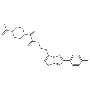 2-(4-acetylpiperazin-1-yl)-N-(2-(2-(4-fluorophenyl)thiazolo[3,2-b][1,2,4]triazol-6-yl)ethyl)-2-oxoacetamide结构式