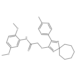 N-(2,5-Dimethoxyphenyl)-2-{[3-(4-methylphenyl)-1,4-diazaspiro[4.6]undeca-1,3-dien-2-YL]sulfanyl}acetamide结构式
