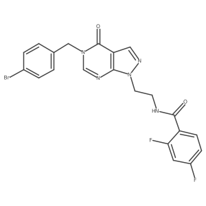 N-(2-(5-(4-bromobenzyl)-4-oxo-4,5-dihydro-1H-pyrazolo[3,4-d]pyrimidin-1-yl)ethyl)-2,4-difluorobenzamide结构式