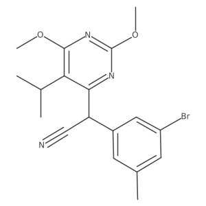 (3-Bromo-5-methyl-phenyl)-(5-isopropyl-2,6-dimethoxy-pyrimidin-4-yl)-acetonitrile Structure