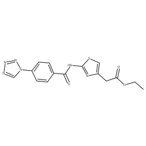ethyl (2-{[4-(1H-tetrazol-1-yl)benzoyl]amino}-1,3-thiazol-4-yl)acetate结构式