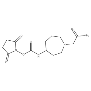 2,5-Dioxo-1-pyrrolidinyl N-[(4S)-1-(2-amino-2-oxoethyl)hexahydro-1H-azepin-4-yl]carbamate Structure