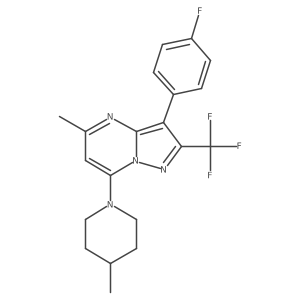 3-(4-Fluorophenyl)-5-methyl-7-(4-methylpiperidin-1-yl)-2-(trifluoromethyl)pyrazolo[1,5-a]pyrimidine Structure