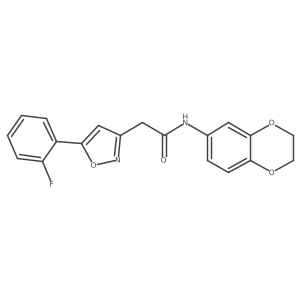 N-(2,3-dihydrobenzo[b][1,4]dioxin-6-yl)-2-(5-(2-fluorophenyl)isoxazol-3-yl)acetamide Structure