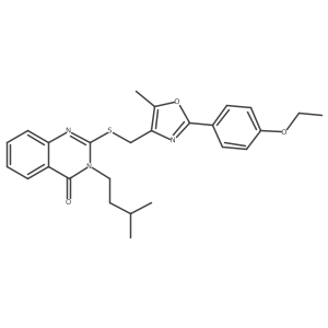 2-(((2-(4-ethoxyphenyl)-5-methyloxazol-4-yl)methyl)thio)-3-isopentylquinazolin-4(3H)-one结构式