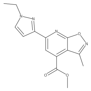 Methyl 6-(1-ethyl-1H-pyrazol-3-yl)-3-methylisoxazolo[5,4-b]pyridine-4-carboxylate结构式