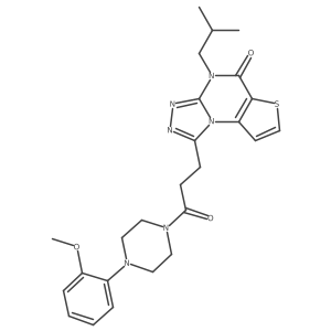 4-isobutyl-1-(3-(4-(2-methoxyphenyl)piperazin-1-yl)-3-oxopropyl)thieno[2,3-e][1,2,4]triazolo[4,3-a]pyrimidin-5(4H)-one结构式