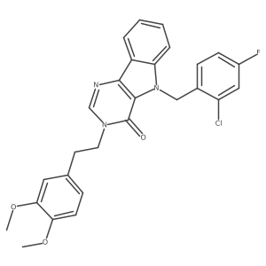 5-(2-chloro-4-fluorobenzyl)-3-(3,4-dimethoxyphenethyl)-3H-pyrimido[5,4-b]indol-4(5H)-one结构式