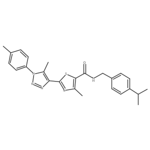N-(4-isopropylbenzyl)-4-methyl-2-(5-methyl-1-(p-tolyl)-1H-1,2,3-triazol-4-yl)thiazole-5-carboxamide结构式