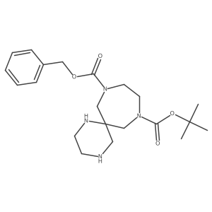 1,4,8,11-Tetraazaspiro[5.6]dodecane-8,11-dicarboxylic acid, 8-(1,1-dimethylethyl) 11-(phenylmethyl) ester结构式