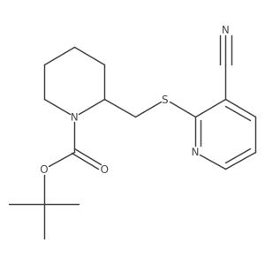 2-(3-Cyano-pyridin-2-ylsulfanylmethyl)-piperidine-1-carboxylic acid tert-butyl ester结构式