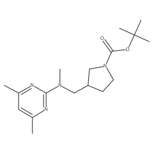 tert-Butyl 3-(((4,6-dimethylpyrimidin-2-yl)(methyl)amino)methyl)pyrrolidine-1-carboxylate结构式