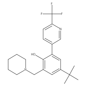 4-Tert-butyl-2-(piperidin-1-ylmethyl)-6-[6-(trifluoromethyl)pyridin-3-yl]phenol Structure