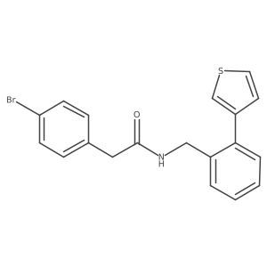 2-(4-bromophenyl)-N-(2-(thiophen-3-yl)benzyl)acetamide结构式