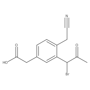 2-(1-Bromo-2-oxopropyl)-4-(carboxymethyl)phenylacetonitrile Structure