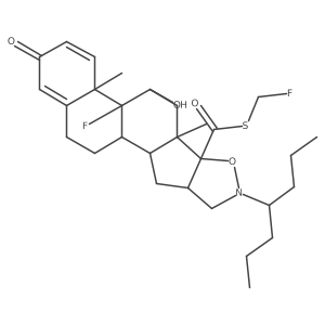 S-(fluoromethyl) 12-fluoro-6-heptan-4-yl-11-hydroxy-9,13-dimethyl-16-oxo-7-oxa-6-azapentacyclo[10.8.0.02,9.04,8.013,18]icosa-14,17-diene-8-carbothioate Structure