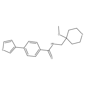 N-((4-methoxytetrahydro-2H-thiopyran-4-yl)methyl)-4-(thiophen-3-yl)benzamide结构式