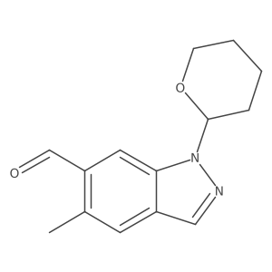 5-Methyl-1-(tetrahydro-2H-pyran-2-yl)-1H-indazole-6-carboxaldehyde结构式