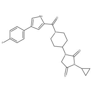 3-cyclopropyl-1-{1-[4-(4-fluorophenyl)-1H-pyrrole-2-carbonyl]piperidin-4-yl}imidazolidine-2,4-dione Structure