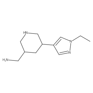 [5-(1-ethyl-1H-pyrazol-4-yl)piperidin-3-yl]methanamine结构式