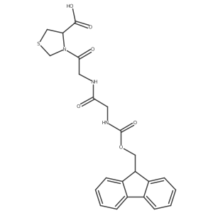 (4R)-3-{2-[2-({[(9H-fluoren-9-yl)methoxy]carbonyl}amino)acetamido]acetyl}-1,3-thiazolidine-4-carboxylic acid结构式