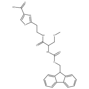 2-{2-[(2S)-2-({[(9H-fluoren-9-yl)methoxy]carbonyl}amino)-3-methoxypropanamido]ethyl}-1,3-thiazole-4-carboxylic acid结构式