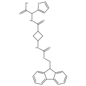 2-{[3-({[(9H-fluoren-9-yl)methoxy]carbonyl}amino)cyclobutyl]formamido}-2-(thiophen-2-yl)acetic acid结构式
