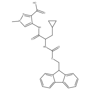 4-[3-cyclopropyl-2-({[(9H-fluoren-9-yl)methoxy]carbonyl}amino)propanamido]-1-methyl-1H-pyrazole-3-carboxylic acid结构式