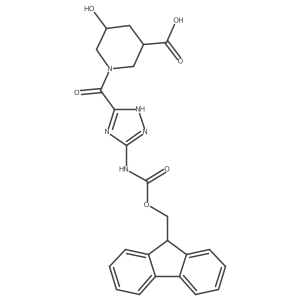 1-[5-({[(9H-fluoren-9-yl)methoxy]carbonyl}amino)-1H-1,2,4-triazole-3-carbonyl]-5-hydroxypiperidine-3-carboxylic acid结构式